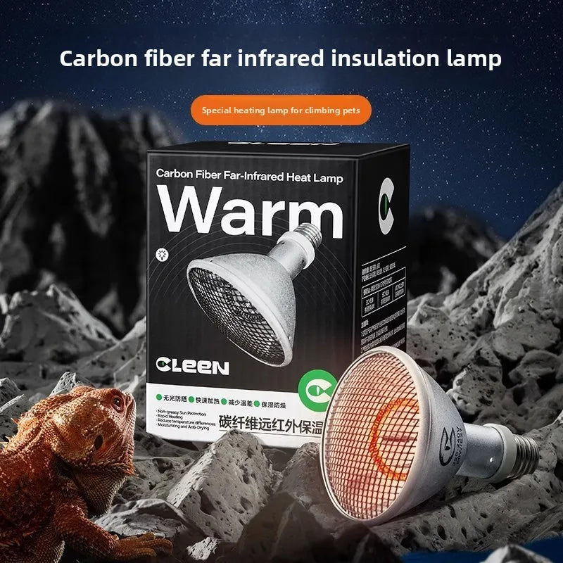 CLEEN Far Infrared Reptile Heat Lamp-Carbon Fiber Warming Light for Lizards&Turtles-Waterproof Basking Bulb with Sunning Effect