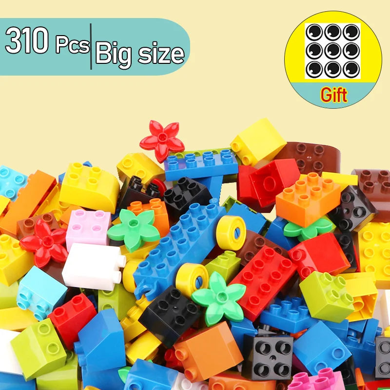 62-310 pieces DIY Building Blocks Bulk Compatible with Duplo Animals Marble Run City Classic Bricks Assembly Model Kids Toys
