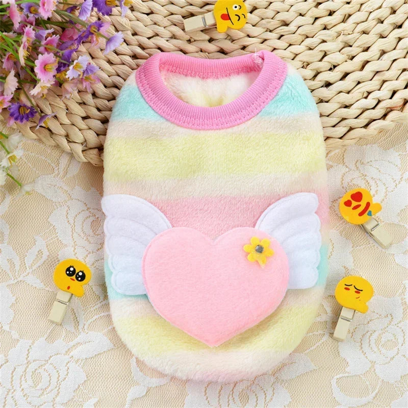 Plush Cat Rabbit Vest Cartoon Autumn Winter Pet Clothes for Kitten Puppy Bunny Guinea pig Warm Fleece Small Animals Clothing