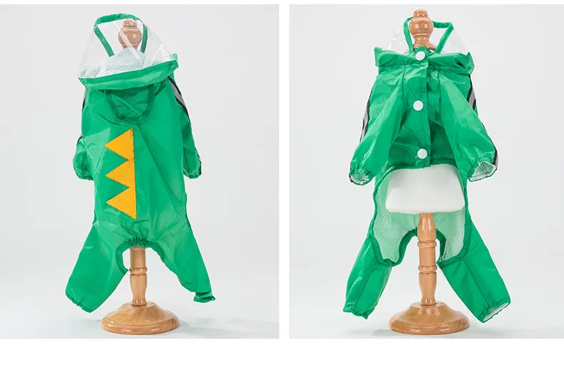 Cartoon Dog Raincoat Waterproof Medium Small Dog Rain Coat Jacket Reflective Adjustable Pet Dog Raincoat with Hood Pet Supplies