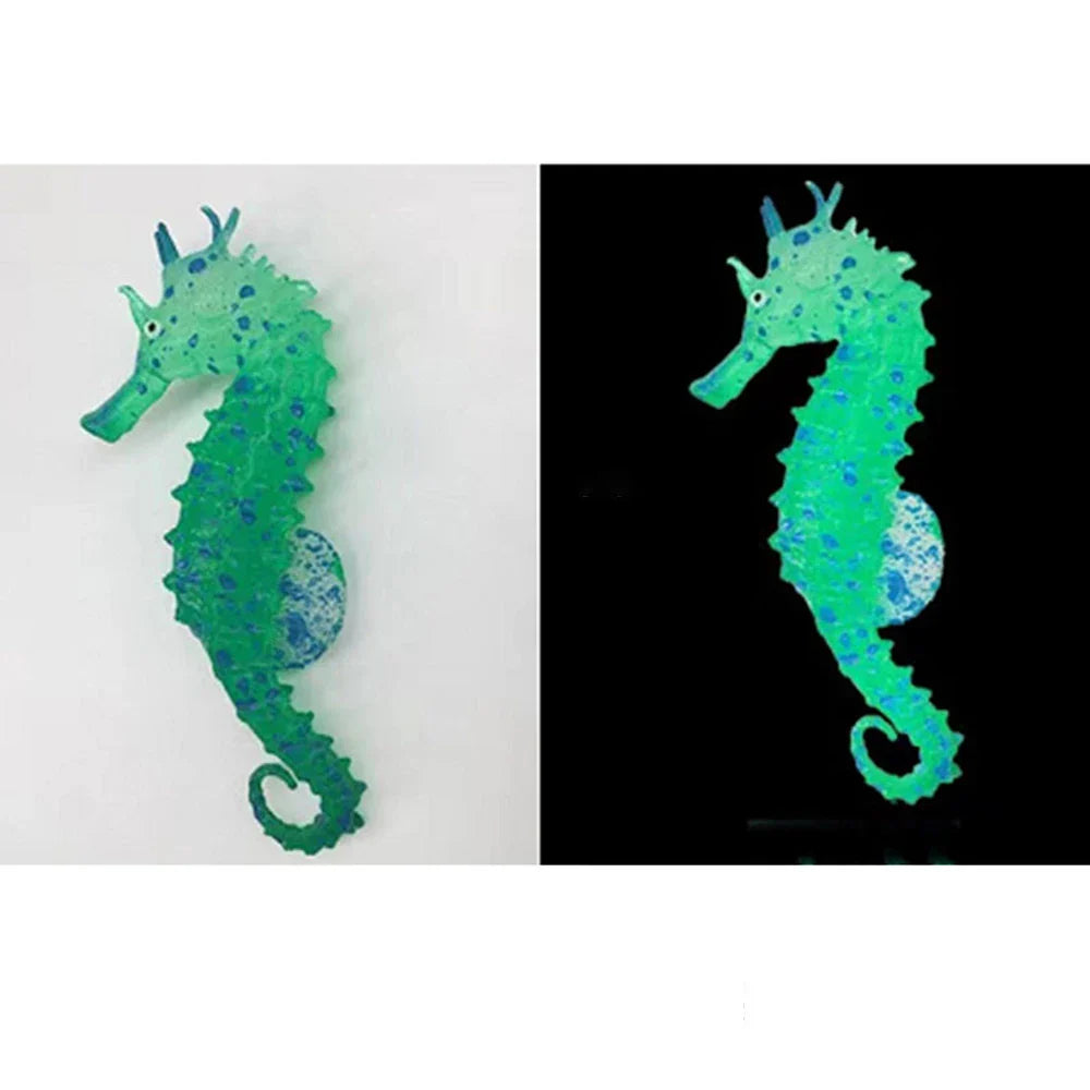 Aquarium Artificial Luminous Seahorse Decoration Fish Tank Fake Silicone Fluorescent Seahorse Landscape Ornaments Aquarium Decor