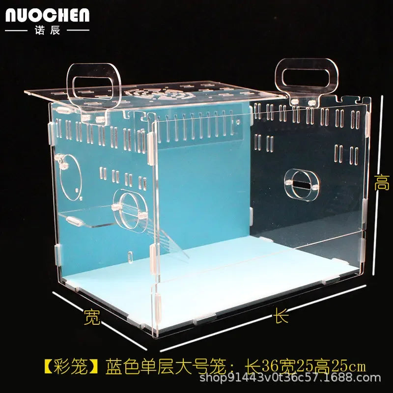 Acrylic Hamster Cage Transparent Single/Double/ Three Layer Villa Guinea Pig Golden Silk Bear Empty Cage Supplies Small Pet Nest