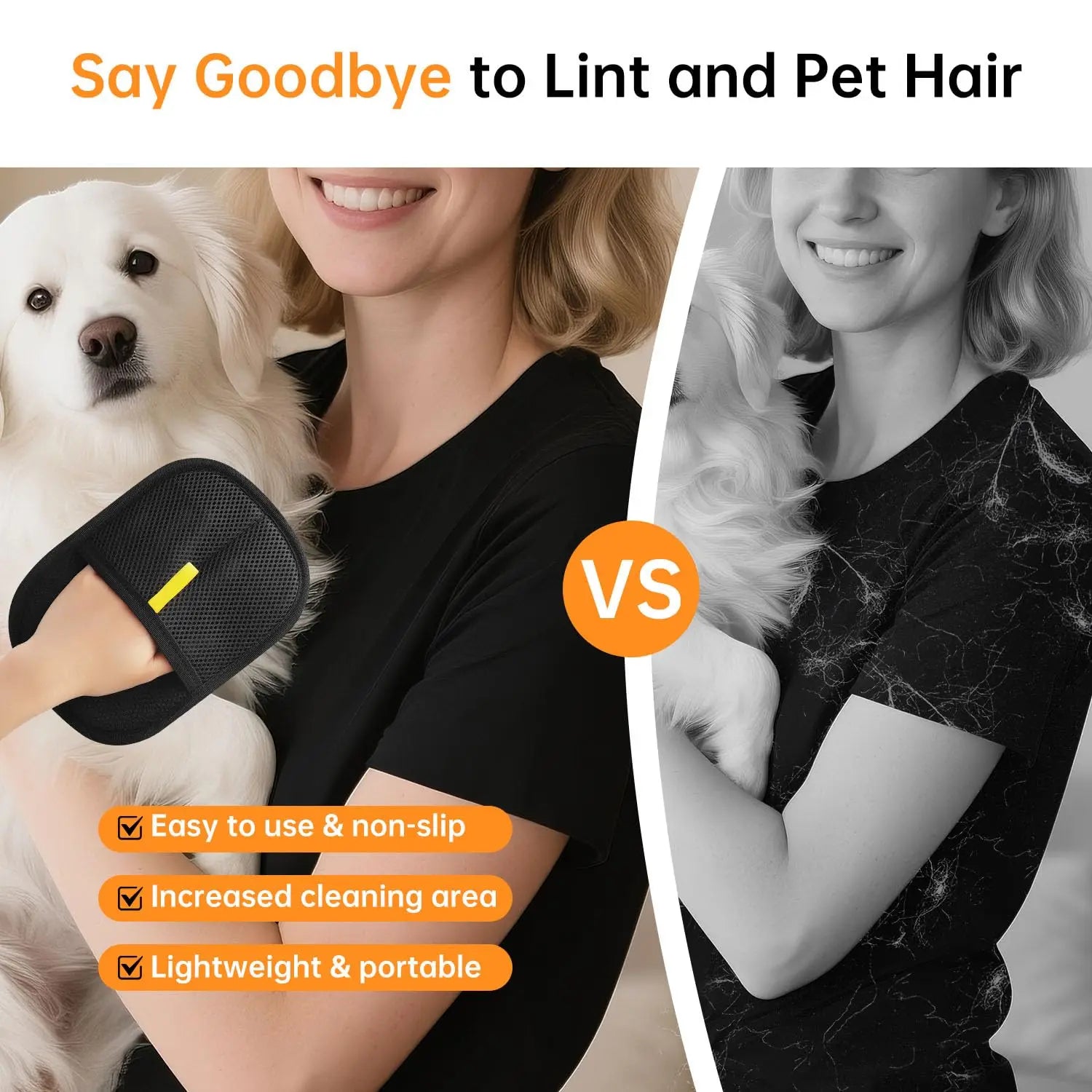 Pet Hair Removal Glove Brush, 2025 New Reusable Cat Dog Electrostatic Hair Remover Grooming Glove Tool, for Furniture, Cloth Car