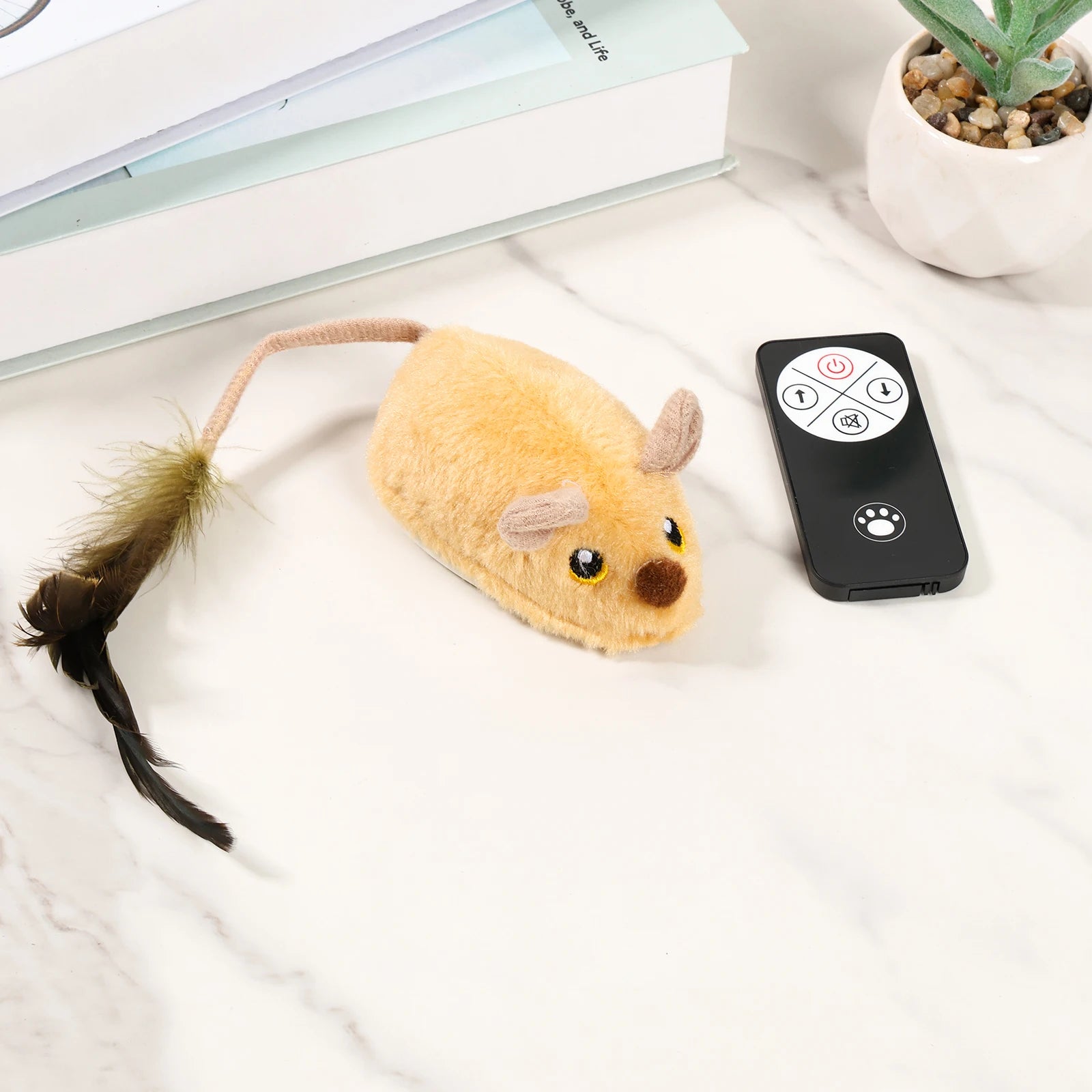 Cat Mouse Interactive Plush Toys LED Glow Electric Telecontrol Auto Rechargeable Pet Moving Mice Toy Realistic Kitten
