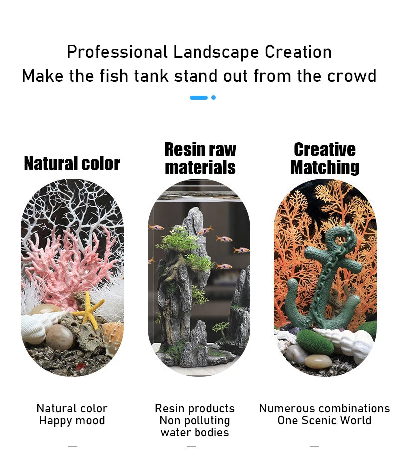 A3 Fake Coral Small Ornament Set Simulation Water Grass rockery Decoration Fish Tank Decoration Shell Water Scenery Package Home
