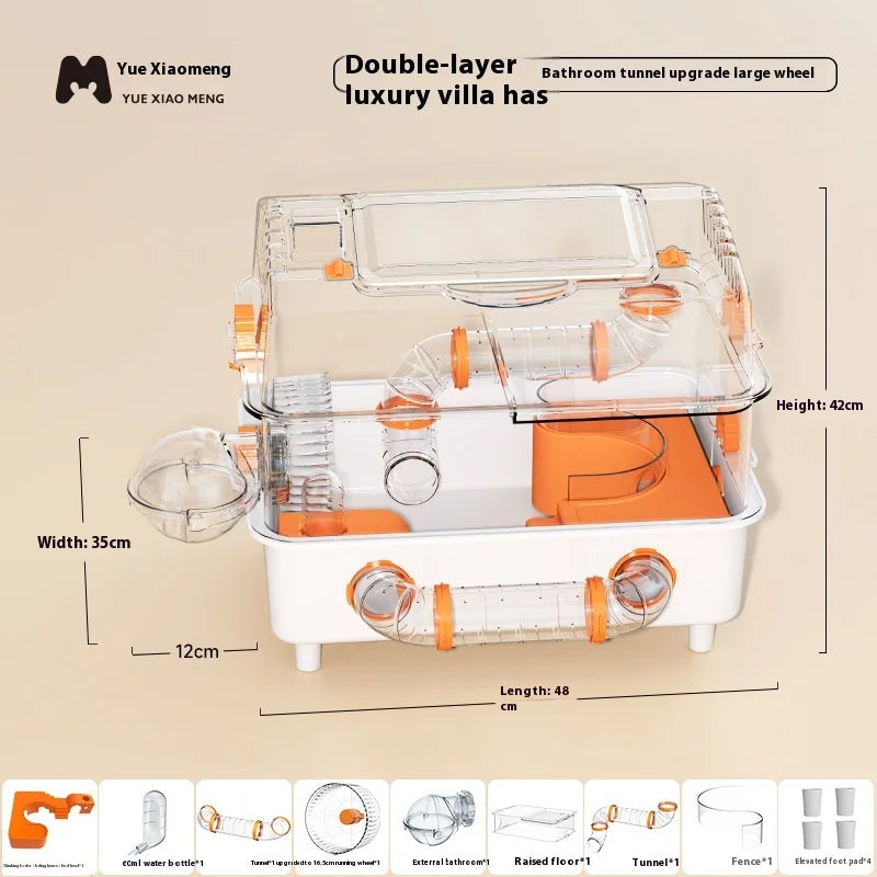 Hamster Cage Large Luxury Villa Supplies Three-layer Acrylic Panoramic Transparent Golden Bear Special Nest