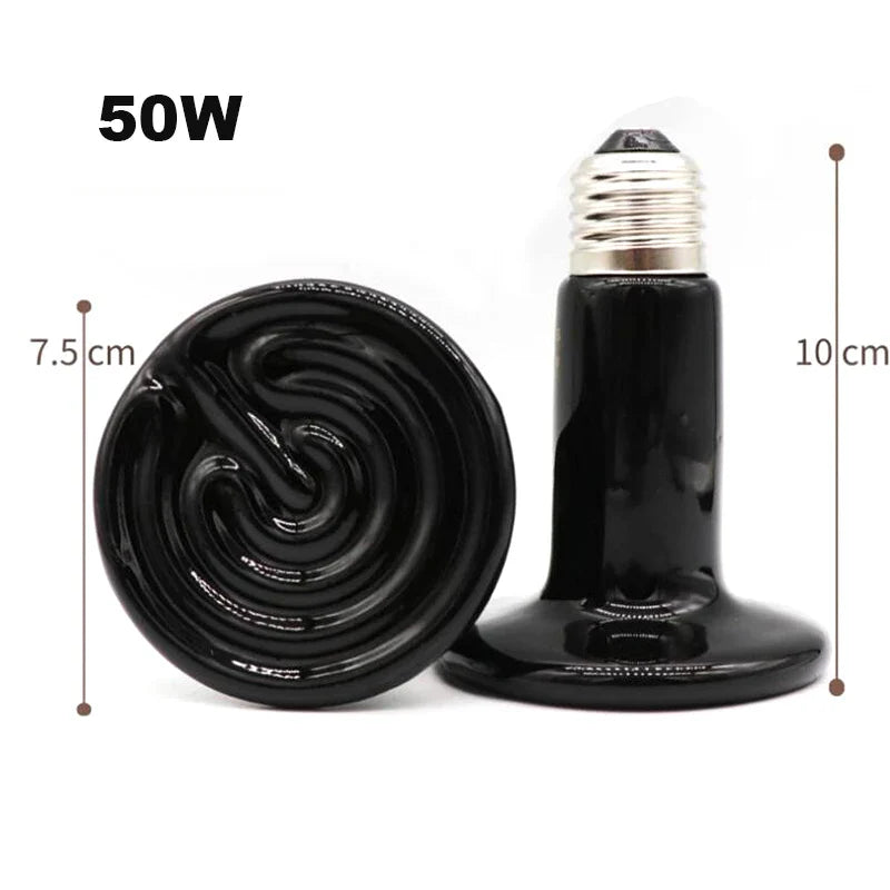 Mini Pet Reptile Infrared Ceramic Heating Lamp 220V Heat Emitter Light Bulb 50W 75W 100W E27  Turtle Warm Bulbs F2