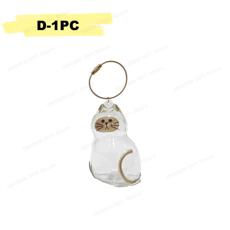 Cat Hair Storage Box Memorial Keychain Transparent Pet Fur Storage Container Hanging Cat Keychain Pendant for Pet Lovers