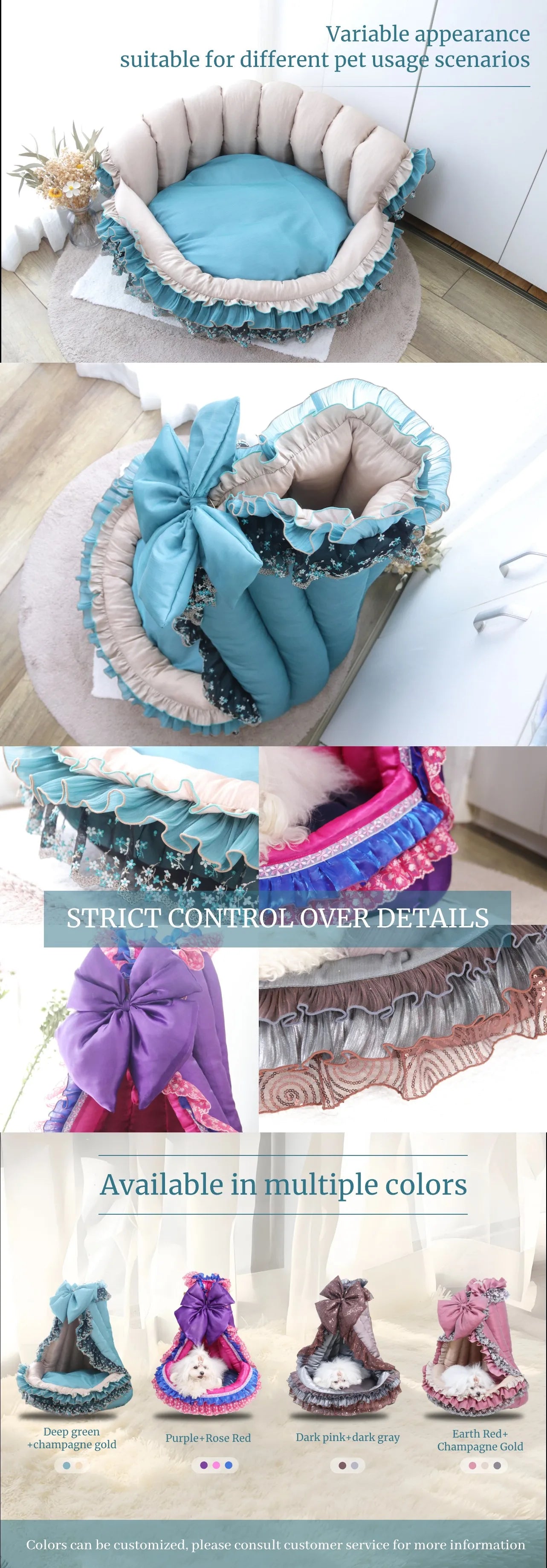 Fashion Pet Dwelling [Multi-functional Transformation] Removable and Washable Pet Kennel Victorian Style for Cats and Dogs