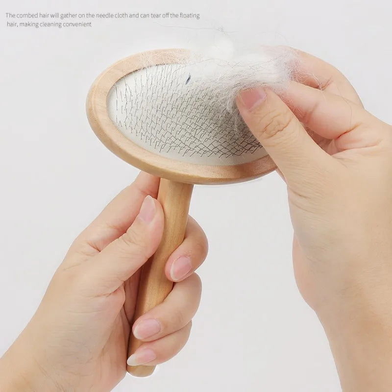 Dog Comb Wooden Handle Dog Brush Pet Grooming Comfortable Handle Combs for Cats Hair Knot Opening Dogs Hair Remover Pet Products