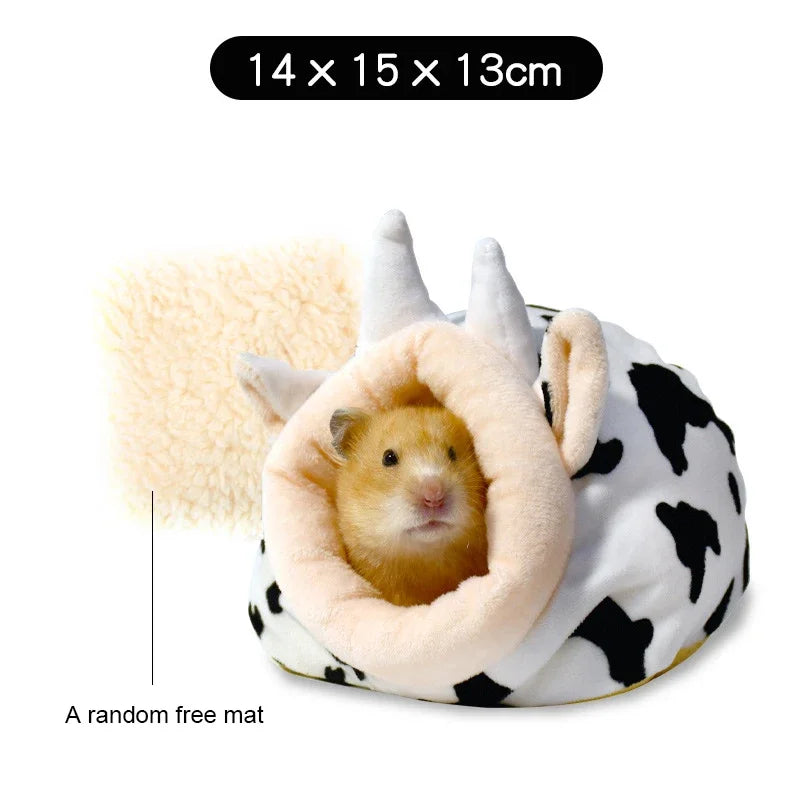 Hamster Nest Cute House Winter Soft Warm Bed Non-slip Hamster Sleeping Nest Small Animals Bedding House For Dwarf Hamsters
