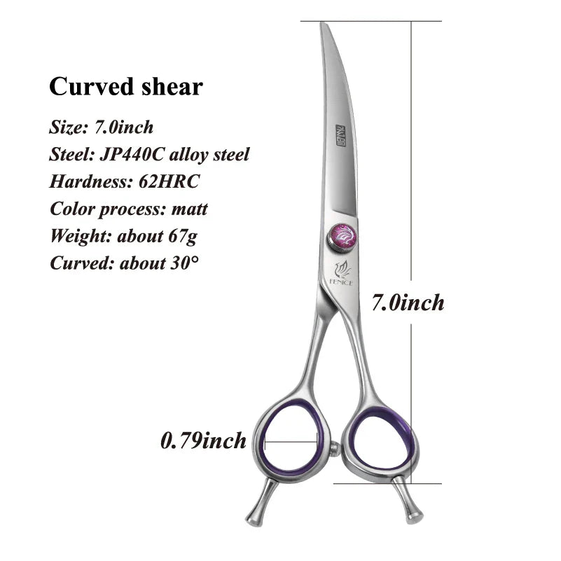 Fenice JP440C 7/8 Inch Professional Pet Dogs Grooming Scissors Straight Curved Thinning Chunker Shear Scissors Set For Dogs
