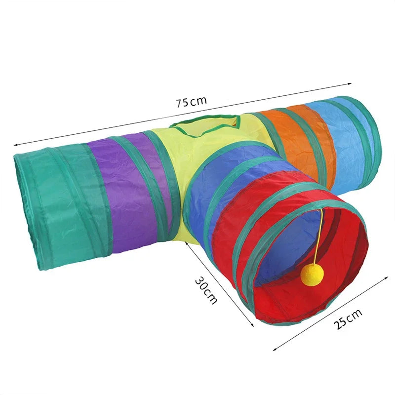 Collapsible Rainbow Cat Tunnel Pet Tube Play Toy Indoor Outdoor Kitty Puppy Toys for Puzzle Exercising Hiding Training Cat Toys