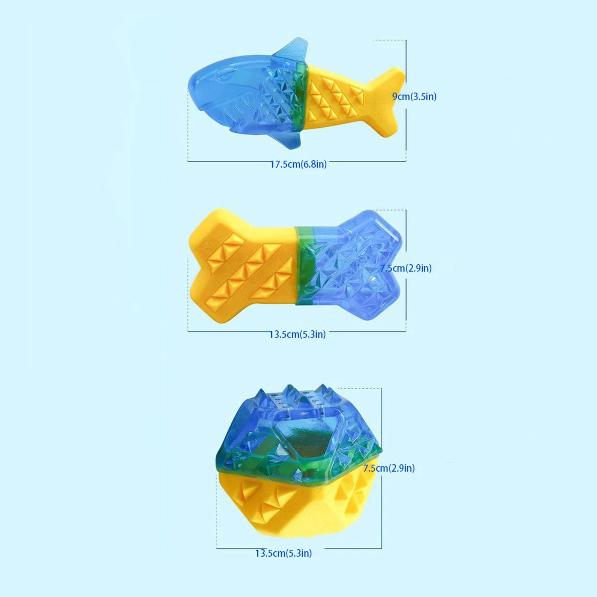 Water-Filling & Freezing Dog Chew Toy, TPR Material, Shark/Bone/Hexagon Shapes for Teething & Cooling