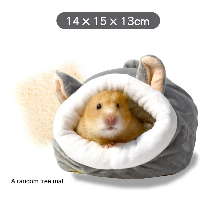 Hamster Nest Cute House Winter Soft Warm Bed Non-slip Hamster Sleeping Nest Small Animals Bedding House For Dwarf Hamsters