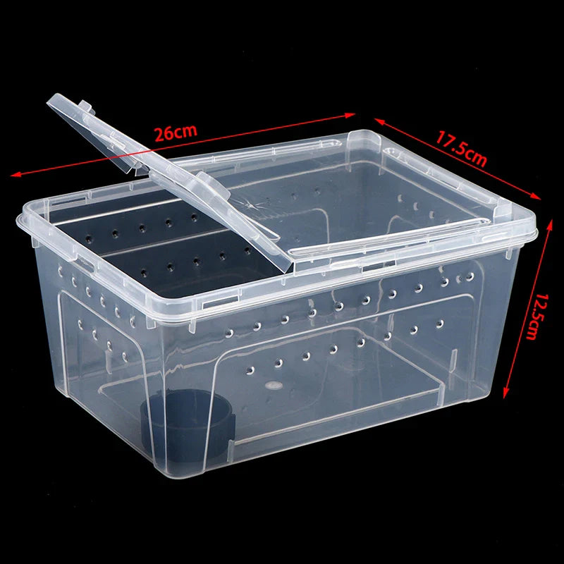 Reptile Snake Feeding Box Transparent Spider Habitat Cage Portable Turtle Container Breeding Box For Lizard Frog Scorpion Gecko