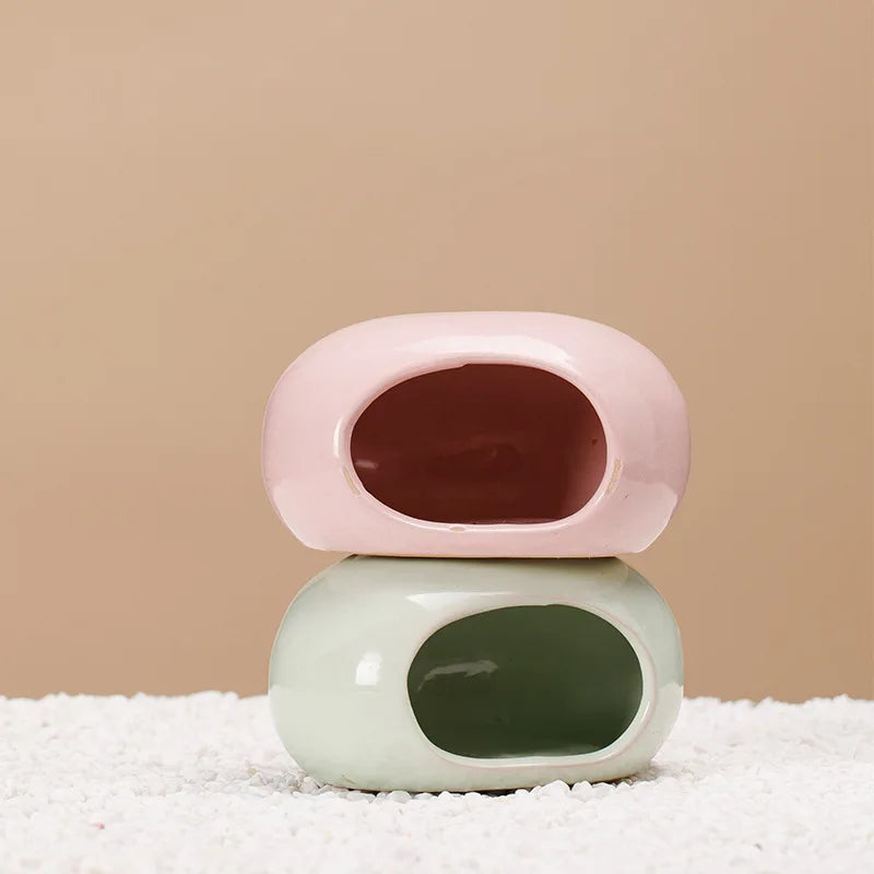 Hamster Escape Nest Ceramic Stone House Gold Silk Mat Guinea Pig Supplies Dwarf Guinea Pig Summer Ice House Sleeping