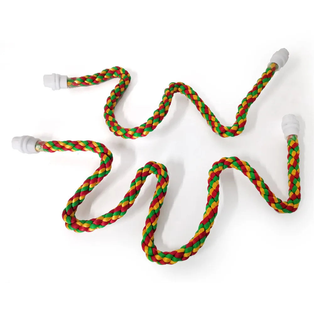 105/80/55/30cm Colorful Parrot Rope Hanging Braided Budgie Bird Cage Cockatiel Toy Pet Stand Accessories Ladder Swing Supplies