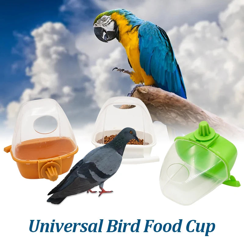 Bird Feeder for Cage Hanging Bowl Cups Parakeet Feeder Box Pet Cage Plastic Food Container Easy To Install Accessories 1/2 Pcs