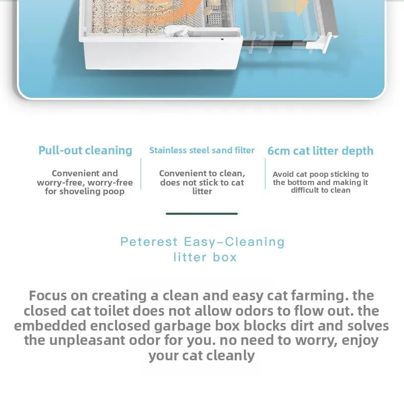Easy To Clean Cat Litter Box Hand-pulled Shit Shoveling Fully Enclosed Cat Toilet Semi-automatic Cat Litter Box  Litter Tray