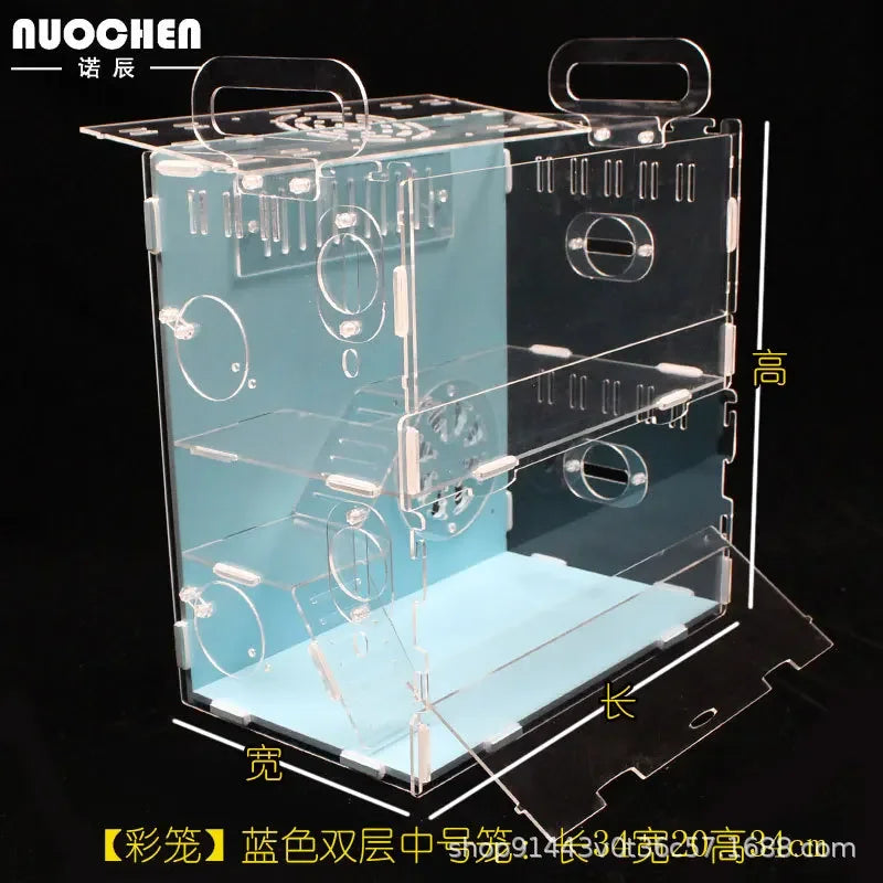 Acrylic Hamster Cage Transparent Single/Double/ Three Layer Villa Guinea Pig Golden Silk Bear Empty Cage Supplies Small Pet Nest