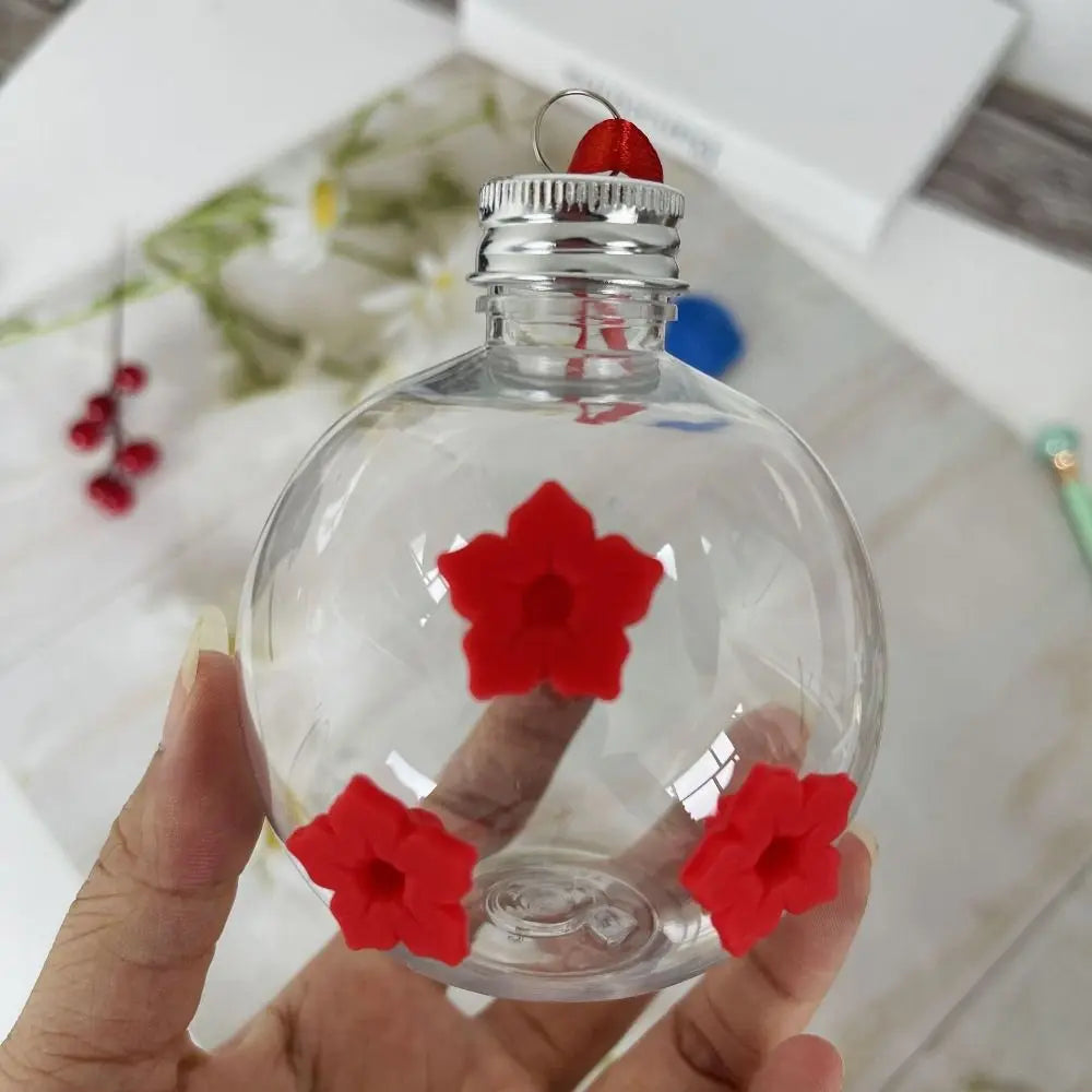 PET Hummingbird Feeder Spherical / Heart Shape 3 Ports Birds Water Dispenser Transparent Visible Leak Proof Hanging Bird Feeder
