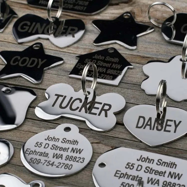 Personalized Dog Nameplate Cat Name ID Tags Customized Pet Nametag Free Engraving Tag Stainless Steel Anti-lost Puppy Identifier