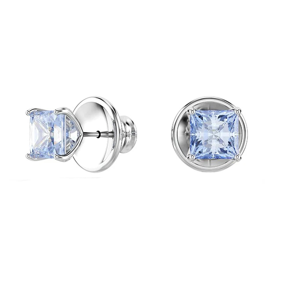 New square cut blue crystal earrings exquisite high-end jewelry romantic gift cat accessories