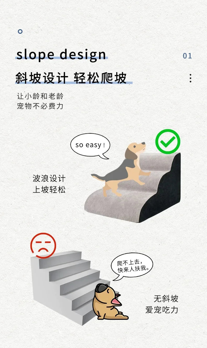 Dog Stairs Wave Pet Stairs Dog Climbing Ramp Household Pet Multi Step Climbing Stairs