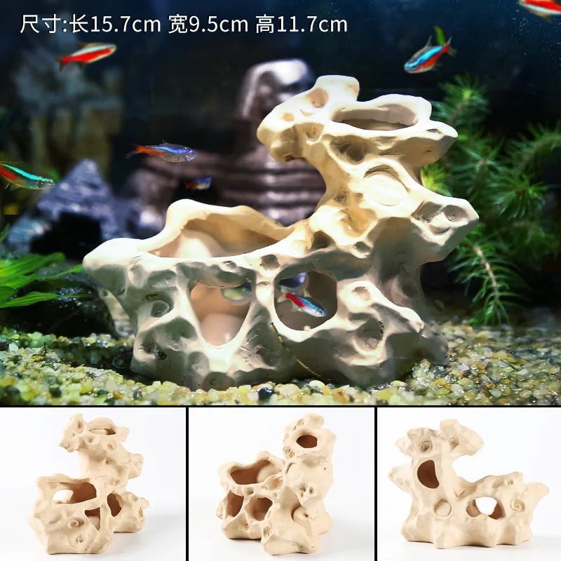 Aquarium Decoration Pottery Scorpion House Canister Fish Tank Ceramic Fish Shrimps Shelter House Simulation Stone Decor