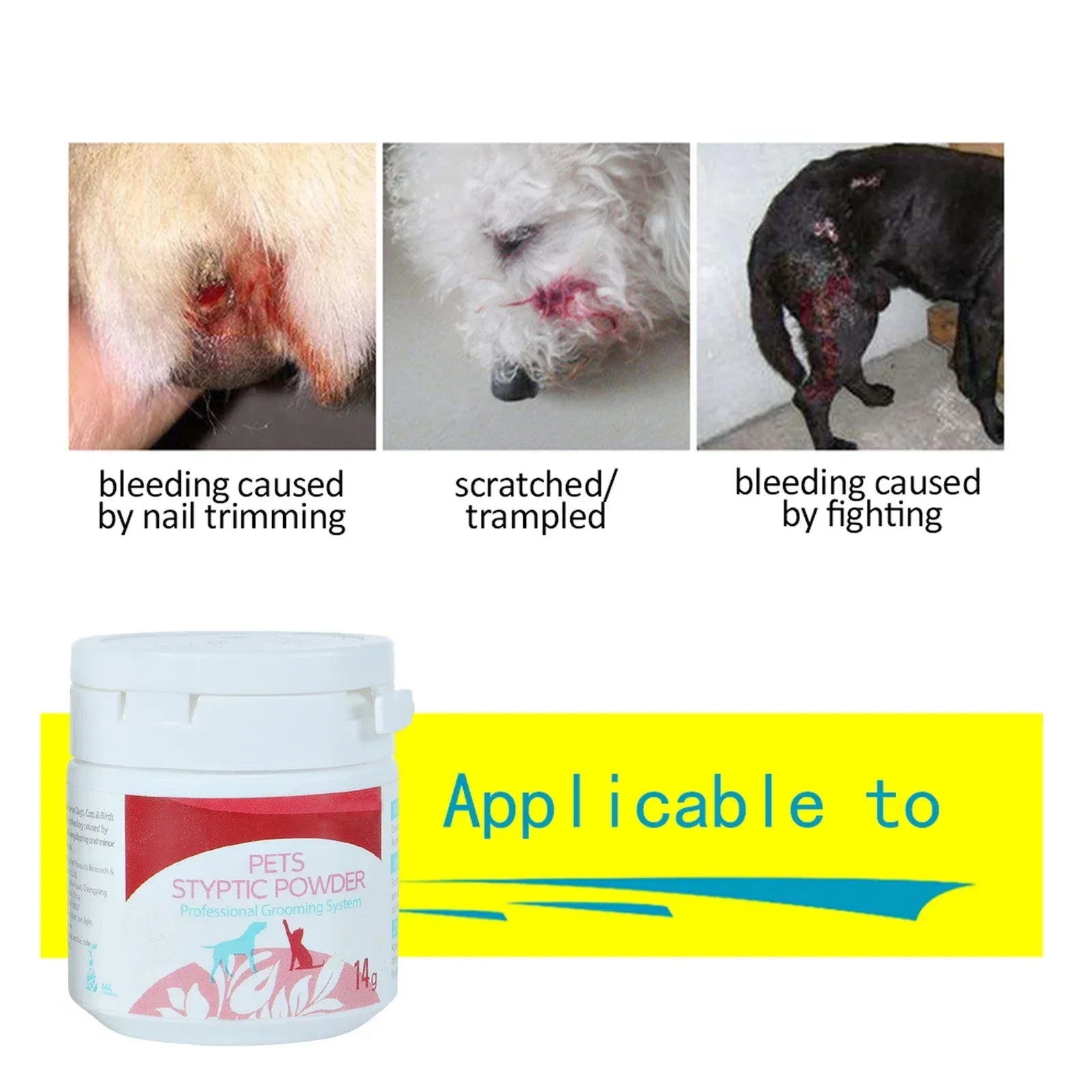 14g Pet Styptic Stop Bleeding Dog Nail Bleeding Quick Hemostatic Powder Claw Nail Wound Bleeding Blood Coagulant Pet Supplies