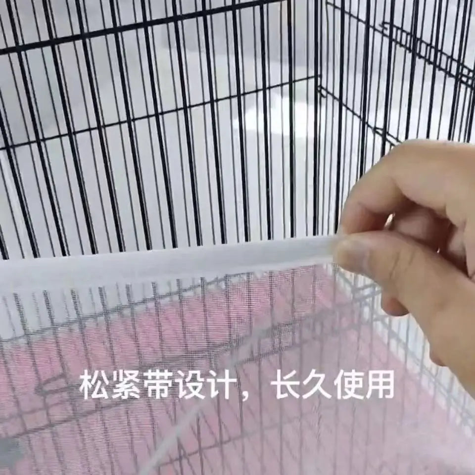 Mesh Bird Cage Cover Shell Skirt Net Easy Cleaning Catcher Guard Bird Cage Stretchy Mesh Parrot Bird Cage Net Jaula Para Pajaros