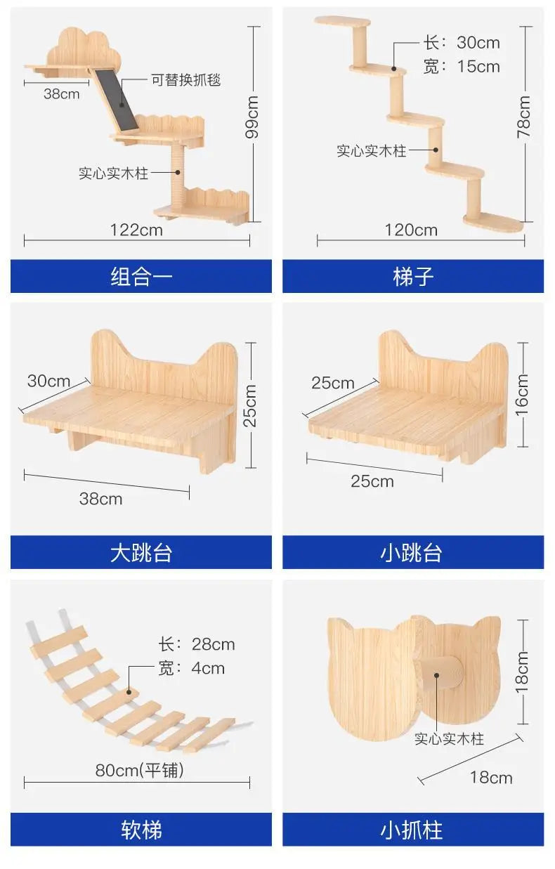 Cat Climbing Frame Hanging Wall Cat Nest Wall Hanging All Solid Wood Gimnasio Para Gato Artículos Para Mascotasaseo Para Gatos