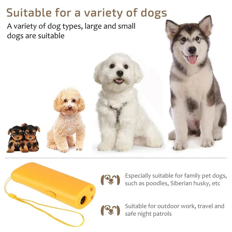 Dog Repeller Anti Barking Stop Bark Training Device Outdoor LED Ultrasonic Pet Trainer Repellents Whistle with Flash Light Dogs