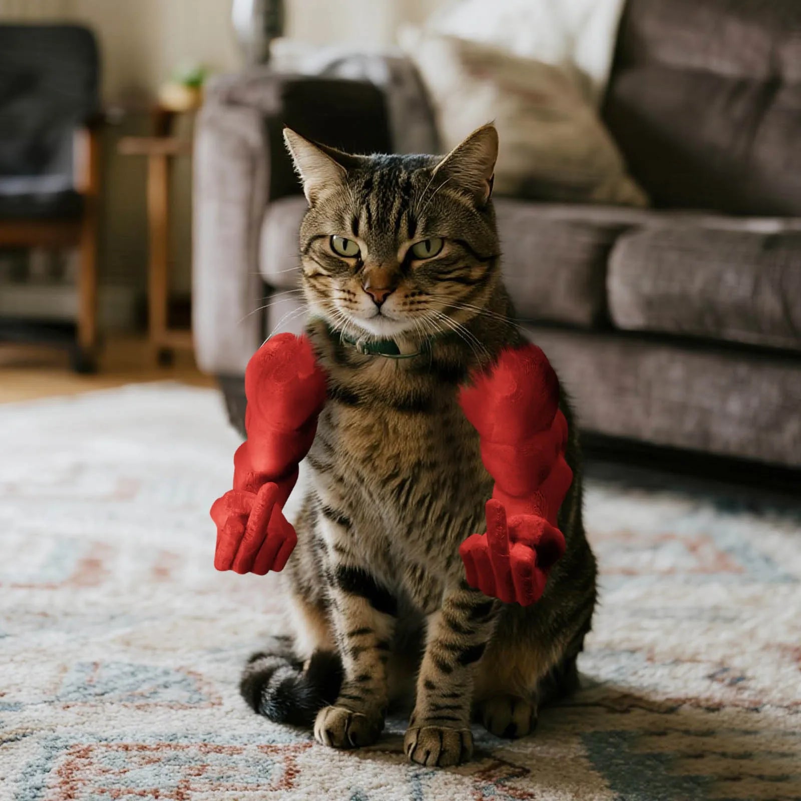 New Funny Cat Muscle Arms 3D Printing Realistic Cat Cosplay Muscle Arms Creative Pet Cosplay Props Cat Costume