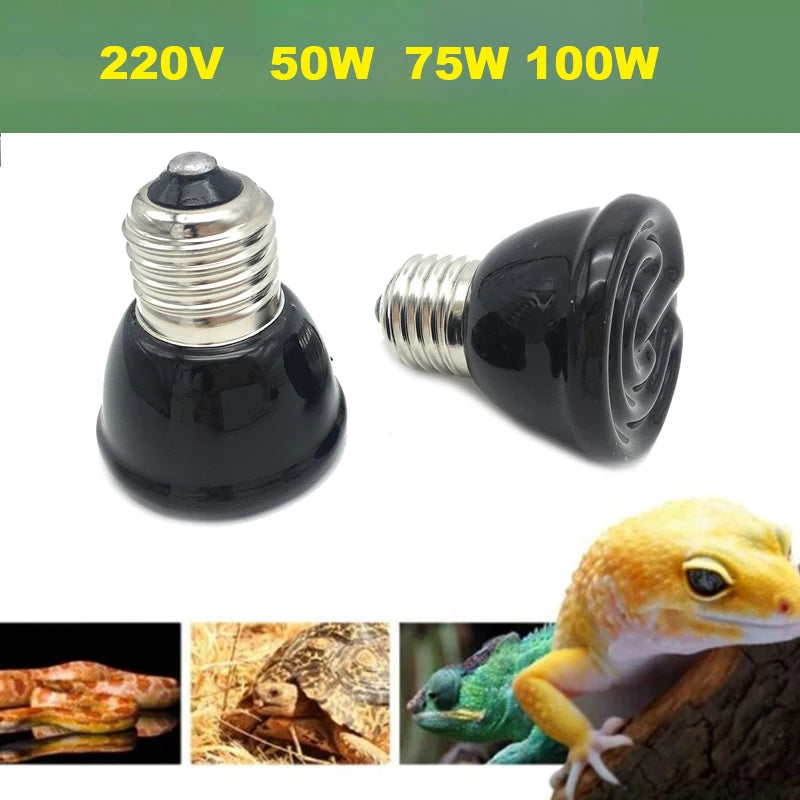 Mini Pet Reptile Infrared Ceramic Heating Lamp 220V Heat Emitter Light Bulb 50W 75W 100W E27  Turtle Warm Bulbs F2