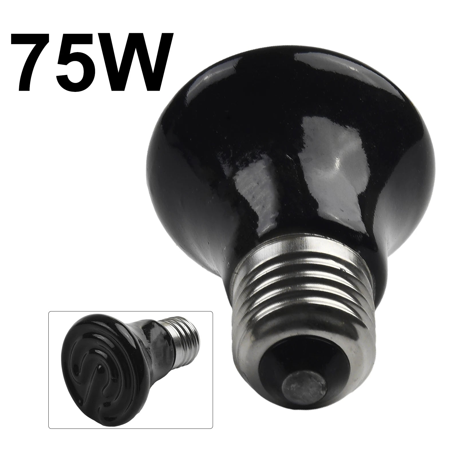 1PCS Heat Emitter Bulb 25-75W Black Ceramic Pet Reptile Breed Light Brooder Lamp Bulb For Home Pet Renovation Accessories