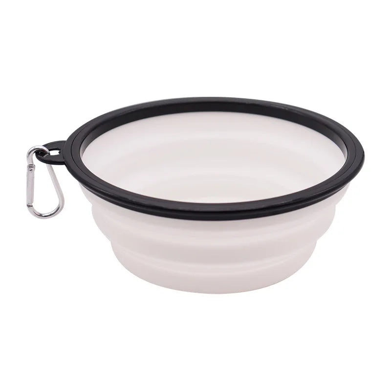 Dogs Feed Supplies Folding Silicone Bowl Portable Puppy Water Container with Carabiner Folding Cats Bowl Travel Pets Accessories