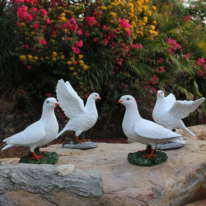 Outdoor garden simulation animal white dove model, garden decoration prop, resin simulation pigeon figurine