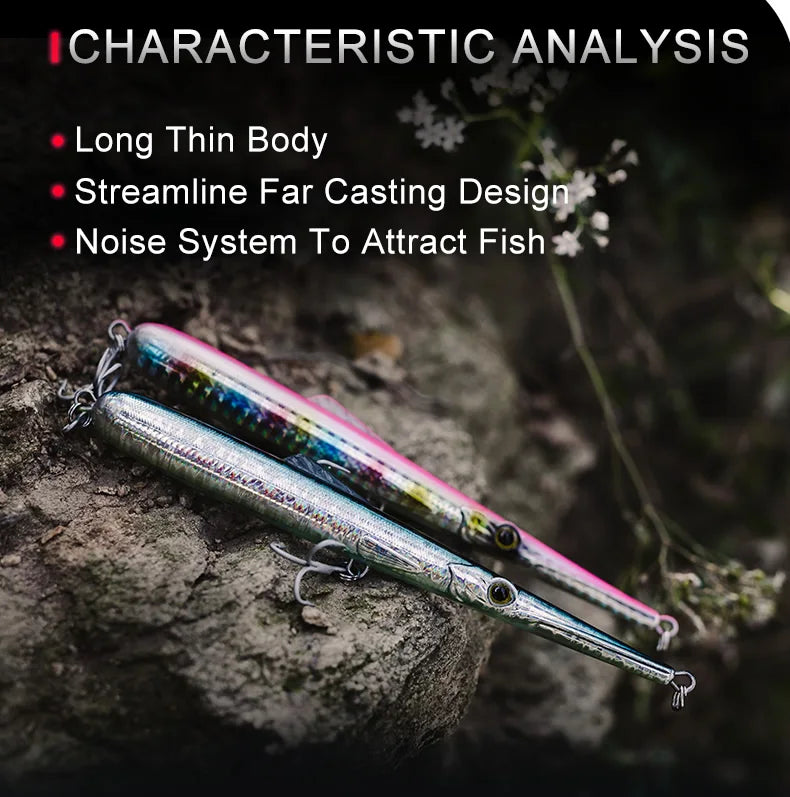 Kingdom Fishing Lures 11g 13g 30g 40g 205mm 130mm Long Casting Needle Pencil Artificial Stickbaits Sinking Floating Fishing Lure