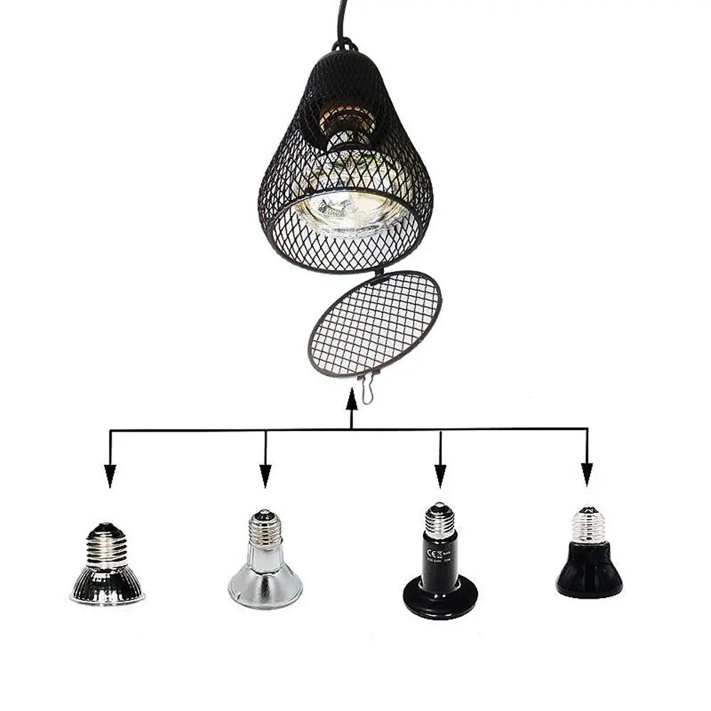 Ceramic Heat Emitter Pet Heating Lampshade Iron Mesh Dome Double Cage Reptile Heat Lampshade E27 Bulb Holder