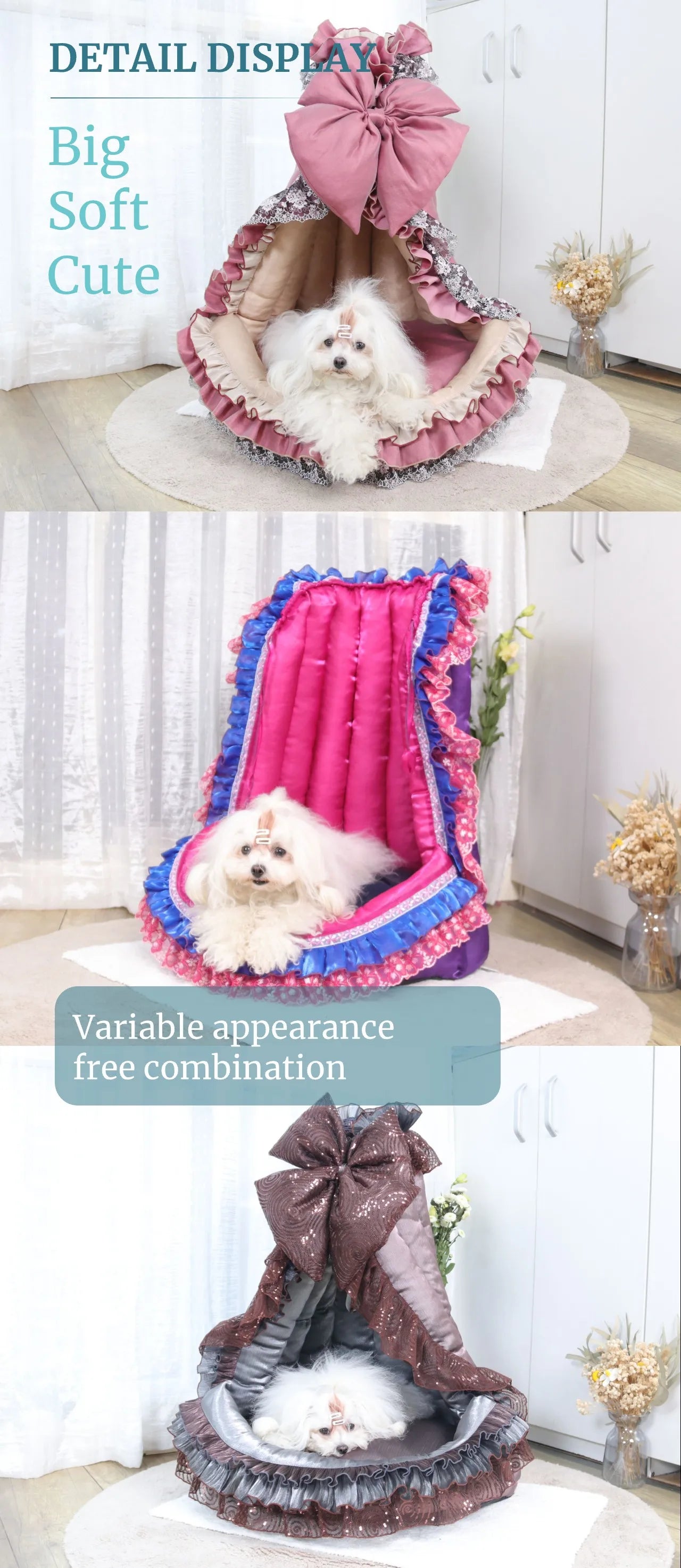 Fashion Pet Dwelling [Multi-functional Transformation] Removable and Washable Pet Kennel Victorian Style for Cats and Dogs