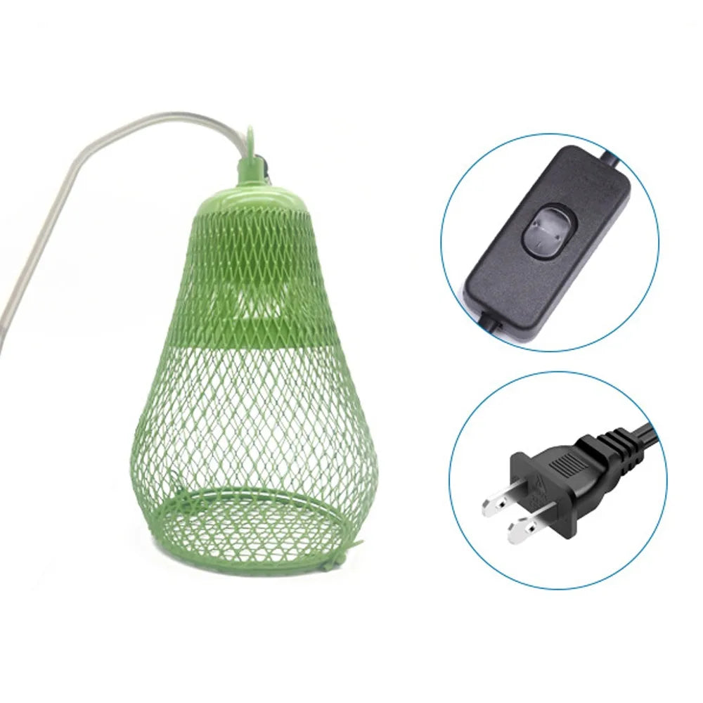 Ceramic Heat Emitter Pet Heating Lampshade Iron Mesh Dome E27 Bulb Holder Reptile Heat Lampshade Double Cage