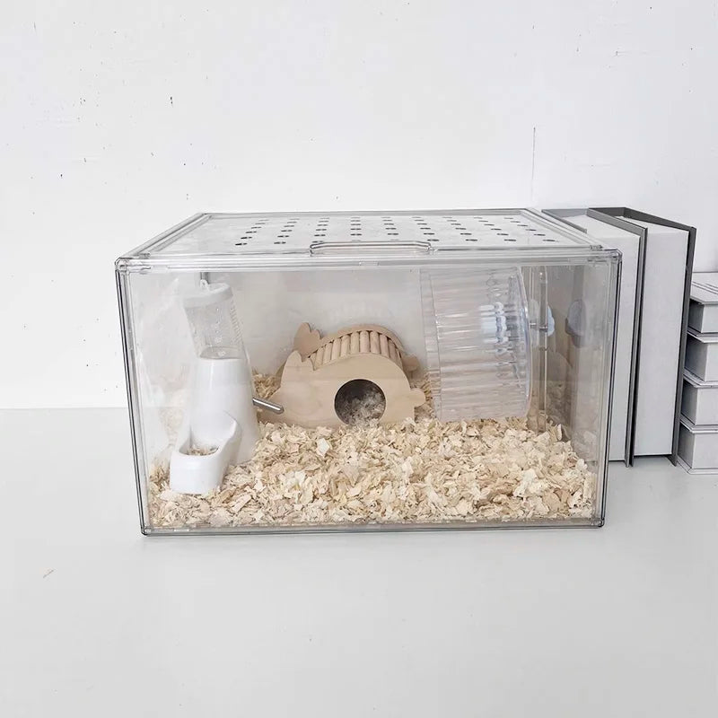 Hamster cage anti bite anti escape acrylic transparent Easy to clean villa box spider crawling pet feeding box Viewing Cage