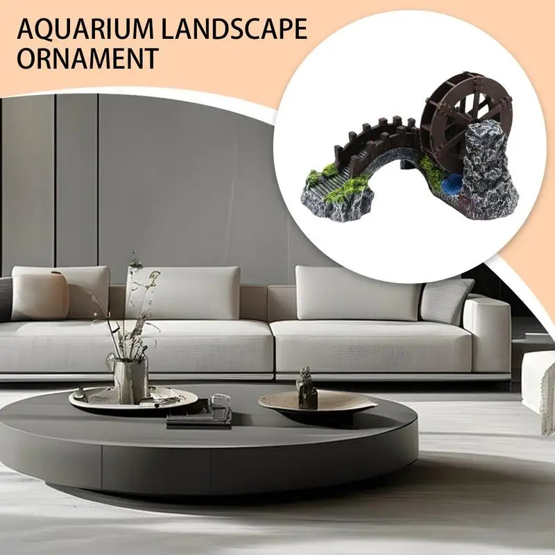 rotatable windmill water wheel Landscape Aquarium Ornament Statue Resin Realistic Simulation Ornament for Fish Tank Accessories