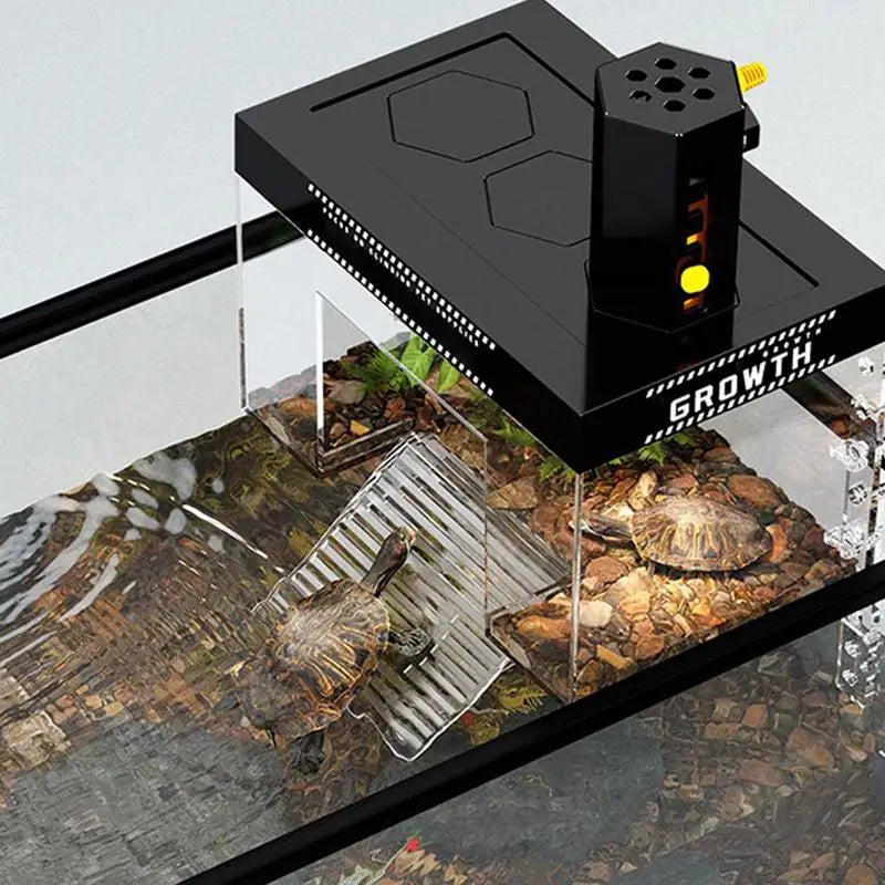 Turtle Tank Basking Area Pet Turtle Tank Basking Dock with Lid Reptile Resting Land Aquatic Terrapin Enclosure Cage