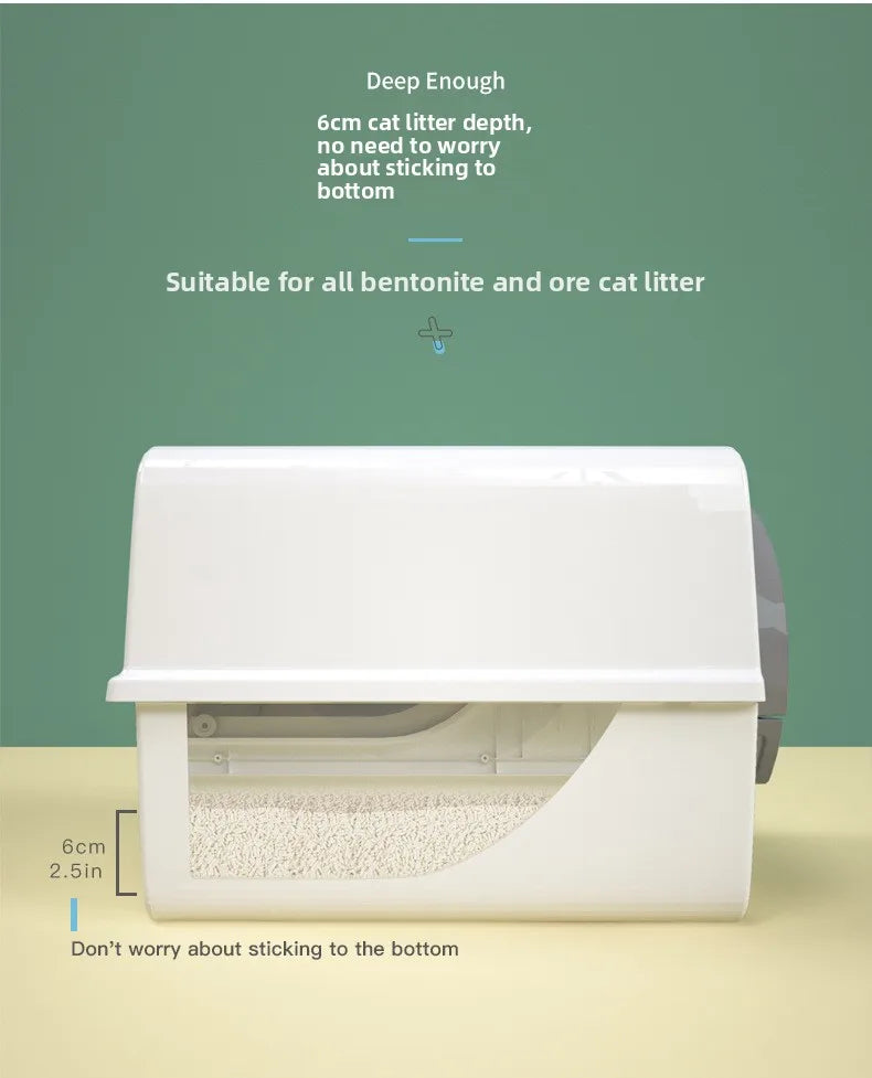 Easy To Clean Cat Litter Box Hand-pulled Shit Shoveling Fully Enclosed Cat Toilet Semi-automatic Cat Litter Box  Litter Tray