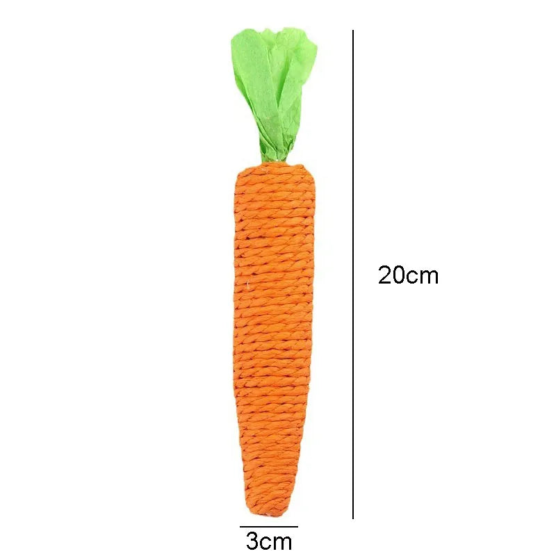 Cat Toy Carrot Sound Bite Resistant Paper Rope Clean Teeth Interactive Chew Toys Cat Kitten Built-in Bell Small Animals Pet Toys