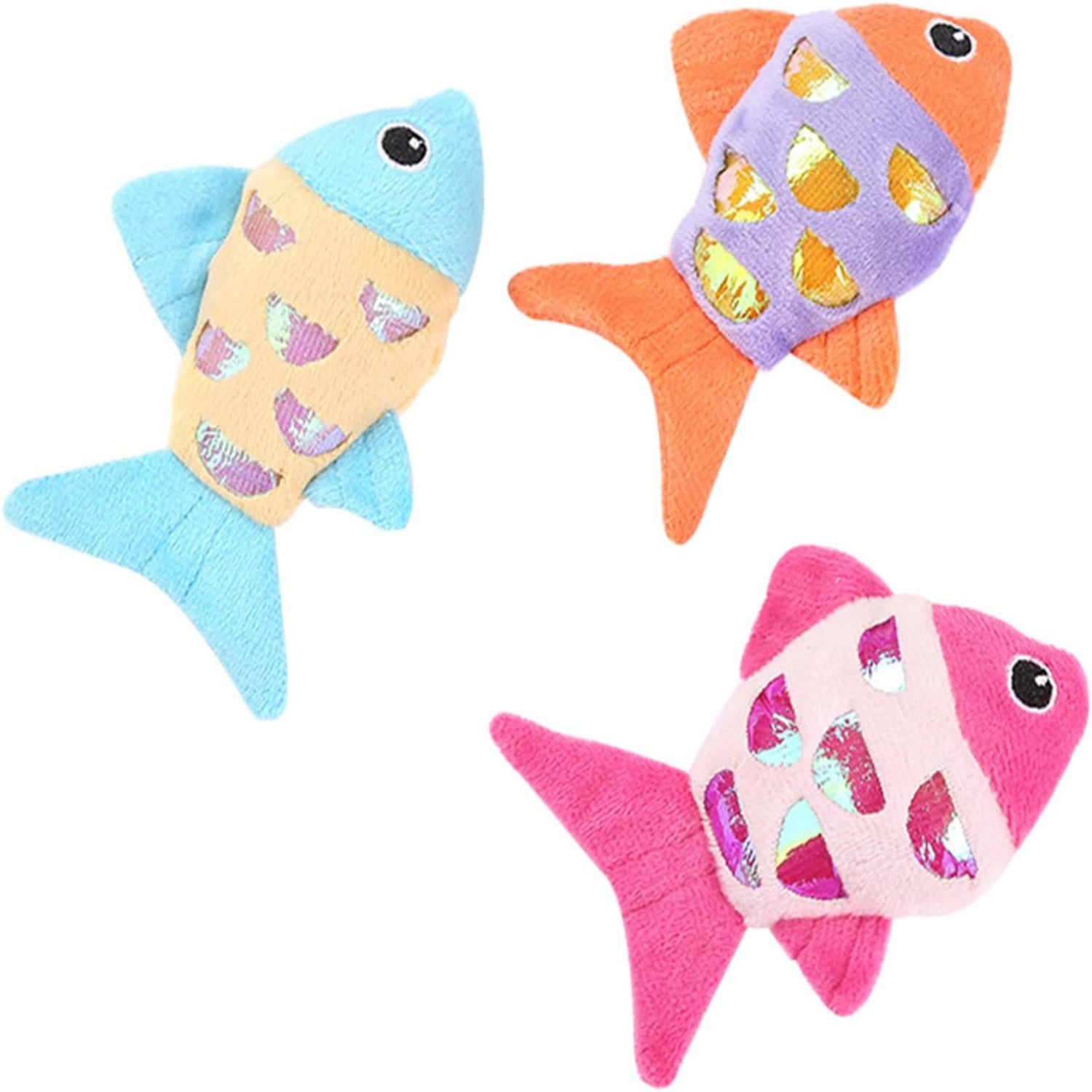 Cat Plush- for Cat Toy Kitten Toy Gift for Cat Cute Fish Teething Chew Toy with Rattle Sound Cat Chewing Toy for Indoor Cats